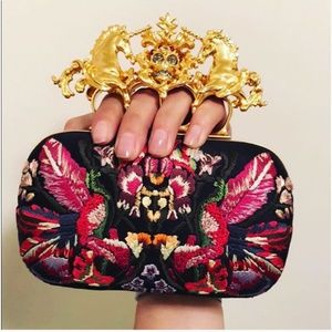 Vintage Alexander McQueen silk embroidered clutch